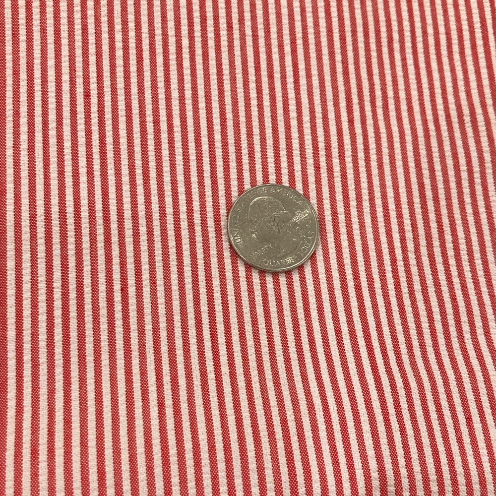 RARE Vintage Searsucker Red and White Pin Striped fabric yardage